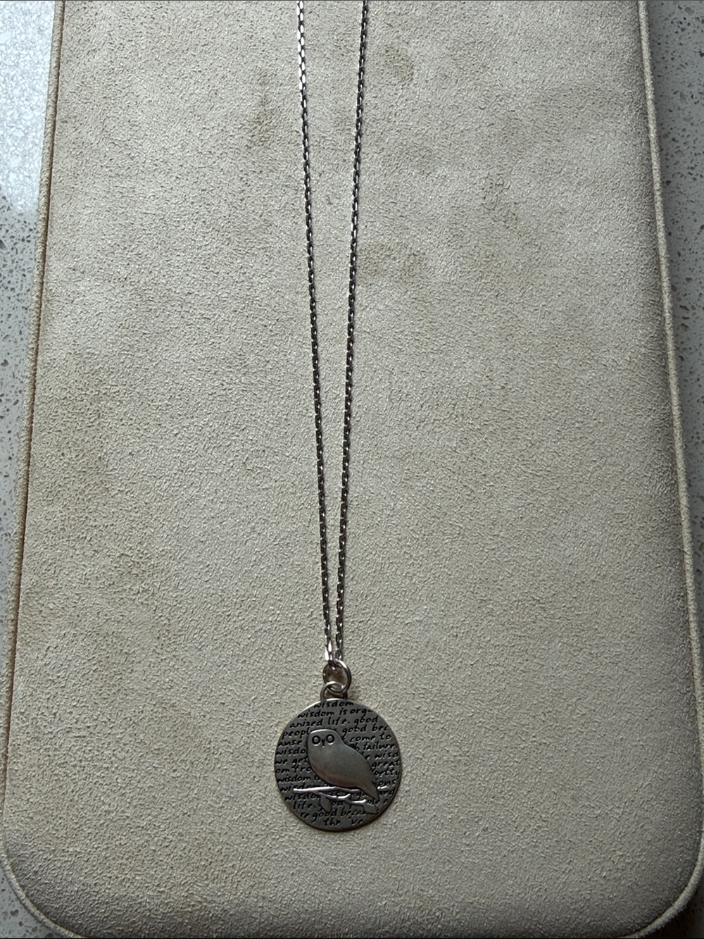 Silver Snowy Owl Pendant Necklace